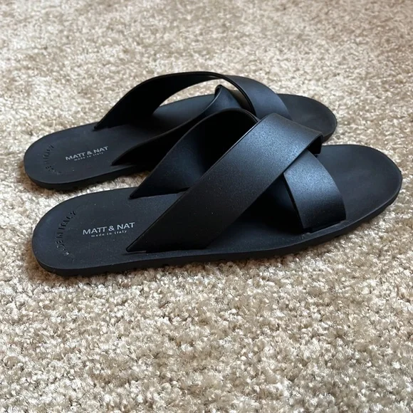 Matt & Nat Vegan Leather Black Sandals - Picture 4 of 7